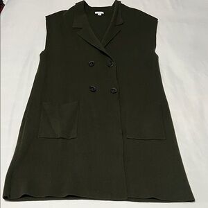 J Jill Majestic Double Breasted Forest Green Long Sweater Vest